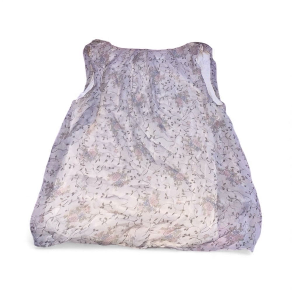 100% Silk Made in Italy Lined Floral Sleeveless Tank Top Intricate Detail Cosmo